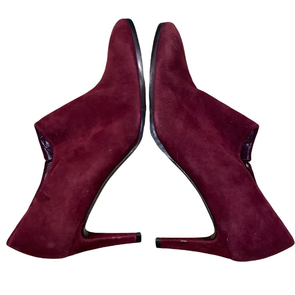 Stuart Weitzman Standin Merlot Wine Suede Ankle Booties Boots- 7 - Picture 9 of 16